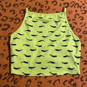 Kortni Jeane High Rise Lime Green Whale Swim Top